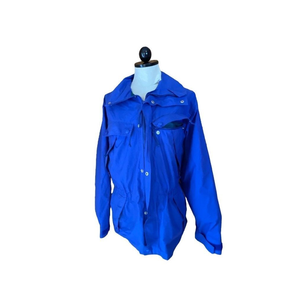 REI Womans‎ VINTAGE Small Jacket Blue Full Zip Outdoor Jacket Gore-Tex Pockets